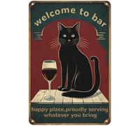 Plaque en métal vintage en aluminium pour décoration de bar à vin, décoration murale pour homme et bar pour sous-sol, Welcome To Bar, Happy Place 30,5 x 40,6 cm