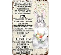 Plaque en métal vintage en étain, décoration murale, lapin, croyez en vous-même et rappelez-vous que vous êtes génial, décoration murale vintage pour la maison, 20 x 30 cm
