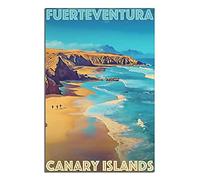 Plaque en métal vintage en étain, îles Canaries, Fuerteventura, Espagne, voyage, décoration rustique, grotte, café, bar, chambre à coucher, décoration murale, plaque en étain nostalgique, 20 x 30 cm