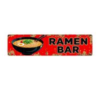 Plaque en métal vintage en forme de bol de ramen avec baguettes et garnitures - Décoration murale pour maison, bar, jardin - 10,2 x 40,6 cm
