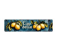 Plaque en métal vintage en forme de branches de citron Ciao Bella pour maison, bar, jardin, intérieur et extérieur, affiche en métal rétro, 10,2 x 40,6 cm