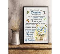 Plaque en métal vintage en forme de colibri avec inscription « When I Simply Say I Miss Him » - En aluminium - Décoration d'intérieur - 14 x 20 cm