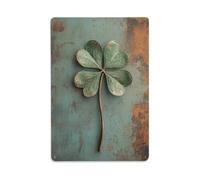 Plaque en métal vintage en forme de trèfle à quatre feuilles - Décoration murale - 20,3 x 30,5 cm