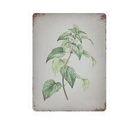 Plaque en métal vintage en forme d'ortie morte blanche à suspendre, peinture en fer rétro, maison, cuisine, jardin, garage, décoration murale 40,6 x 30,5 cm