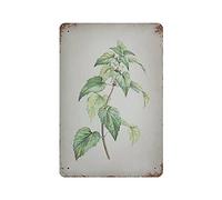 Plaque en métal vintage en forme d'ortie morte blanche à suspendre, peinture en fer rétro, maison, cuisine, jardin, garage, décoration murale 30,5 x 20,3 cm