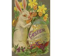 Plaque en métal vintage en forme d'œuf de lapin de Pâques, jonquille, crocus, décoration pour maison, club, garage, magasin, bar, café, ferme, 20,3 x 30,5 cm