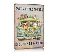 Plaque en métal vintage Every Little Things Is Gonna Be Alright - Décoration murale pour ferme, jardin, cuisine, bar, cour - 20,3 x 30,5 cm