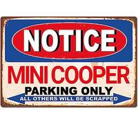 Plaque en métal vintage fantaisie Mini Cooper pour voiture, décoration murale pour maison, bureau, bar, pub, garage, grotte pour maison, garage, bar, campagne, club, 20,3 x 30,5 cm