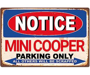 Plaque en métal vintage fantaisie Mini Cooper pour voiture, décoration murale pour maison, bureau, bar, pub, garage, grotte pour maison, garage, bar, campagne, club, 20,3 x 30,5 cm