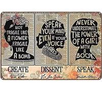 Plaque en métal vintage « Flowers Lady » avec inscription « Speak Your Mind Even If Your Voice Shakes » - Pour bureau, ferme, personnes, grotte, café, club, garage, hôtel, boutiques, salon, maison