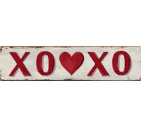 Plaque en métal vintage Fox Den XO XO - 10,2 x 40,6 cm - Cadeau de Pâques - Plaque murale décorative - Décoration d'intérieur - Décoration de ferme, porche, chambre à coucher, cadeau de vacances