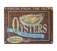 Plaque en métal vintage « Fresh Oysters Louisiana New Orleans Gulf Kitchen » - Décoration murale rustique pour café, bar, pub, bière, thérapie de groupe Pratiqué ici - 30,5 x 40,6 cm