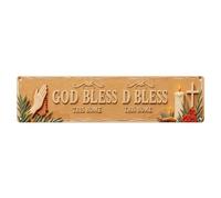 Plaque en métal vintage « God Bless This Home » - Décoration murale d'intérieur et d'extérieur - 10,2 x 40,6 cm