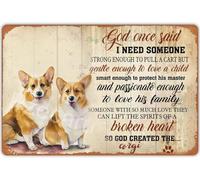 Plaque en métal vintage « God Once Said So God Created The Corgi » - Décoration murale - Cadeau pour la maison, la cuisine, le bureau, le club, le bar, la grotte, la salle de sport - 20,3 x 30,5 cm