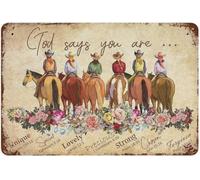 Plaque en métal vintage « God Says You Are Cowgirl » avec verset de la Bible inspirant pour les amateurs de chevaux, cowgirl chrétienne, décoration d'intérieur amusante pour cuisine, bar, garage -