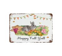 Plaque en métal vintage « Happy Fall Y'all » - Décoration murale amusante - 20,3 x 30,5 cm