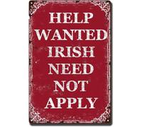 Plaque en métal vintage « Help Wanted » irlandaise « Besoin d'appliquer » Décoration murale rétro pour homme, décoration murale, plaques en étain pour maison, bar, café, salle de sport, chambre, sall