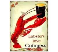 Plaque en métal vintage homards Love Guinness Beer, maison, garage, cuisine, bar, club, hôtel, restaurant - 20,3 x 30,5 cm