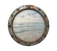 Plaque en métal vintage Hublot Lapping Waves Nautical Window View