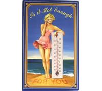 Plaque en métal vintage humoristique avec inscription « Is It Hot Enough Summer Beach Pin Up » - 20,3 x 30,5 cm