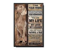 Plaque en métal vintage « I Am Your Friend » - Cadeau pour les amateurs de Braque de Weimar - Art mural vintage pour bar avec cadre en métal - 20,3 x 30,5 cm