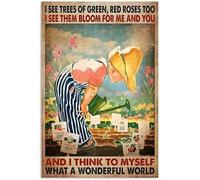 Plaque en métal vintage « I See Trees Of Green Red Roses Too I See Them Bloom For Me And You And I Think To Myself What A Wonderful World » - Plaque en métal vintage en aluminium pour décoration