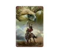Plaque en métal vintage,Indiens et aigles,Vintage Art Sign Home Kitchen Bar Cafe Club Cave Décoration Tin Sign-30 x 40 cm (12 x 16 inch) I13