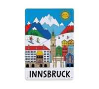 Plaque en métal vintage Innsbruck Austria Naive Art