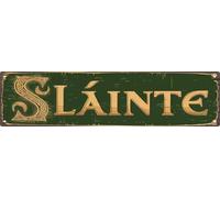 Plaque en métal vintage irlandaise Slainte Cheers de 10,2 x 40,6 cm - Décoration murale rétro pour homme, grotte, bar et décoration extérieure en métal