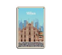 Plaque en métal vintage Italie Milan Voyage Plaques en étain Vintage Drôle Bar Club Cave Maison Cuisine Décoration murale Art rustique Signe 15x30cm