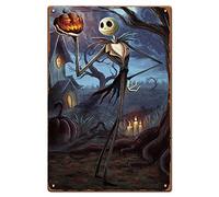 Plaque en métal vintage Jack Skellington de l'étrange Noël de monsieur Jack Skellington - 30 x 20 cm - Décoration d'Halloween et de Noël pour la maison, la salle de bain, le salon, la chambre à