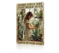 Plaque en métal vintage « Jardinage » - Certaines filles naissent avec des plantes dans leur âme ! Décoration murale pour la maison, le jardin, la cour ou l'extérieur, 20 x 30 cm
