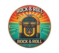 Plaque en métal vintage Jukebox Rock Roll - Pour salon, bar, maison, chambre à coucher - 20,3 x 20,3 cm