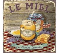 Plaque en Métal Vintage Le Miel, Pancarte Décorative,Plaque Métallique Cuisine,Signalétique murale vintage Gourmet,Style Rétro Français,Cadeau pour la Maison Restaurant - 30 x 30 cm