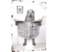 Plaque en métal vintage loutre lecture journal humour animal fantaisie animal fantaisie pour la maison, la salle de bain et les toilettes Décoration murale 15,2 x 20,3 cm