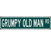 Plaque en métal vintage Man Cave Grumpy Old Man Rd - 10,2 x 40,6 cm - Décoration pour la maison, restaurant, bar, café, garage - Cadeau unique pour les amateurs d'humour