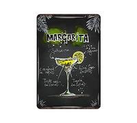 Plaque en métal vintage Margarita Cocktail - Décoration murale de cuisine de campagne - Décoration murale - Décoration de maison ou garage - 30,5 x 20,3 cm