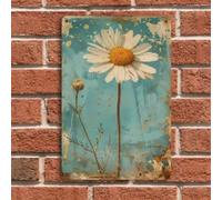 Plaque en métal vintage marguerite blanche décoration murale rustique en fer plaque vintage pour décoration de maison et de jardin 80x120cm sans cadre