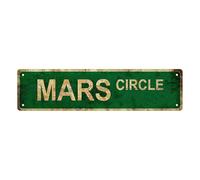 Plaque en métal vintage MARS CIRCLE, panneaux de rue, décoration murale pour maison, salle de bain, bar, café, garage, 40,6 x 10,2 cm