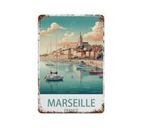 Plaque en métal vintage,Marseille France Lac,Vintage Art Sign Home Kitchen Bar Cafe Club Cave Décoration Tin Sign(20x30cm)8x12 inch-O93