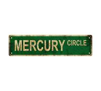 Plaque en métal vintage MERCURY CIRCLE, panneaux de rue, décoration murale pour maison, salle de bain, bar, café, garage, 40,6 x 10,2 cm