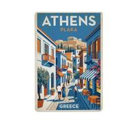 Plaque en métal vintage Motif Grèce Athènes