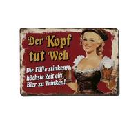 Plaque en métal vintage « My Head Hurts, My Feet Stink, Time to Drink A Beer » - Décoration murale pour jardin, chambre, café, bar, grotte d'homme - 20,3 x 30,5 cm
