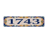 Plaque en métal vintage numéro de maison 1743 | Plaque murale de style vintage pour café, bar, bureau, maison, jardin, porte d'entrée, chambre à coucher
