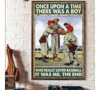 Plaque en métal vintage « Once Upon A Time There Was A Boy Who Really Loved Baseball » - 20,3 x 30,5 cm