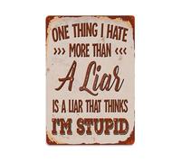 Plaque en métal vintage « One Thing I Hate More Than A Liar Is A Liar That Thinks I'm Stupid » - Décoration murale - 20,3 x 30,5 cm