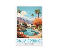 Plaque en métal vintage Palm Springs, Californie Décoration Murale pour Jardin, Salle de Bains, Salon, La Cour 30x30cm