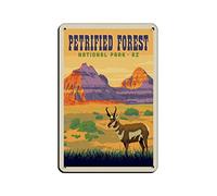 Plaque en métal vintage, Parc national de la Forêt pétrifiée, Arizona. Idéale pour décorer un café, un bar, un pub ou un mur. 30 x 30 cm.