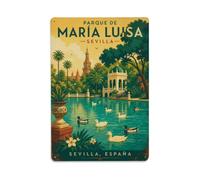 Plaque en métal vintage Parque Maria Luisa Canards Pond Séville