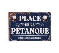 Plaque en métal vintage Place de la Petanque Raleurs Sabstenir - Décoration murale - Cadeau idéal pour bar, maison, cave, cuisine, buanderie - 20,3 x 30,5 cm